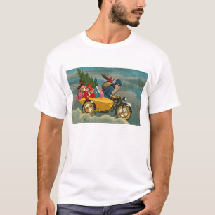 O papai noel monta uma motocicleta - camisa