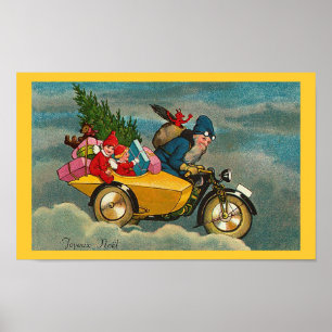 O papai noel monta uma motocicleta - poster