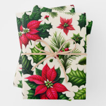 O papel de moldagem de Natal Holly e Poinsetta