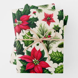 O papel de moldagem de Natal Holly e Poinsetta