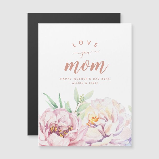 O Pastel Florals Te Ama O Cartão Mínimo De Magnet  (Frente/Verso)