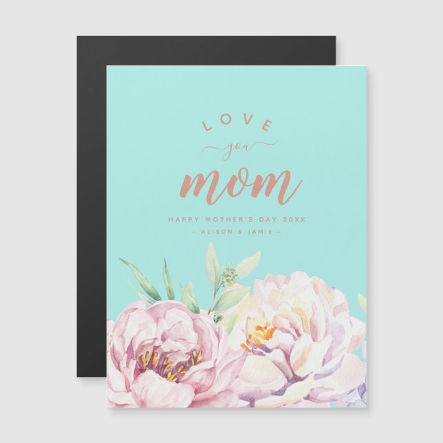 O Pastel Florals Te Ama O Cartão Mínimo De Magnet  (Frente/Verso)
