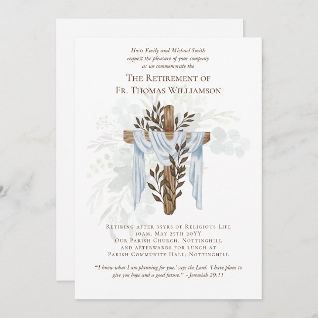 O Pastor Padre Deacon Ministro Retirement Convida (Frente/Verso)