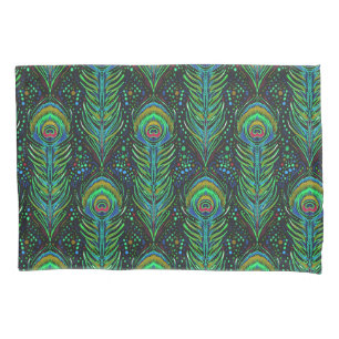 o pavão do verde vívido empluma-se a fronha de