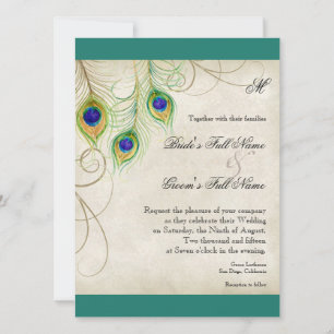 O pavão empluma-se o convite do casamento