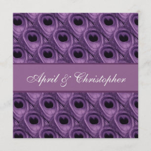 O pavão roxo empluma-se o convite quadrado do