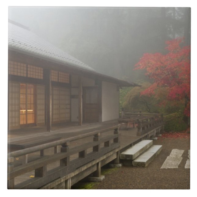O pavilhão no Jardim Japonês Portland (Frente)