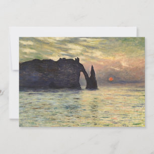 O Penhasco Etretat, Pôr do Sol por Claude Monet