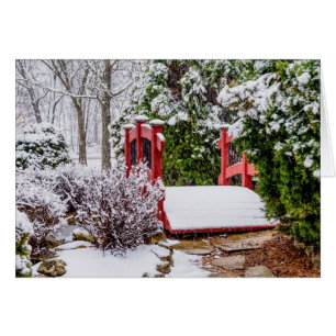 O pequeno cartão de saudação da ponte vermelha