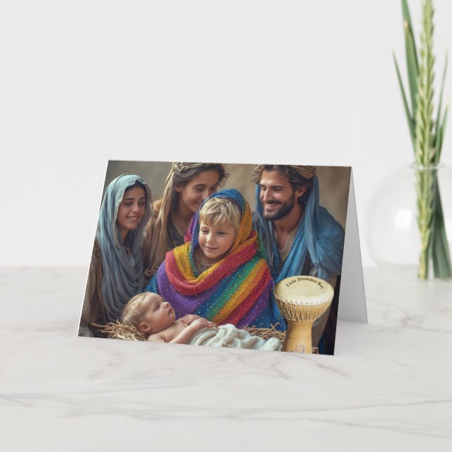 O Pequeno Drummer Gay LGBTQIA+ Cartão de Natal (Frente)