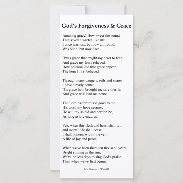 O perdão de Deus e o cartão de oração de graça (Frente)