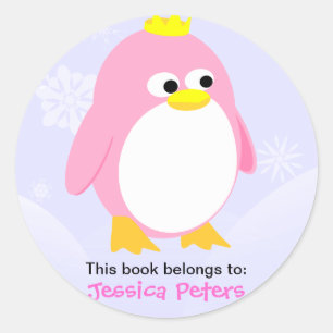 O pinguim cor-de-rosa personalizou etiquetas