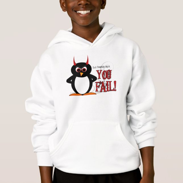 O pinguim mau di-lo hoodie da FALHA para miúdos (Frente)