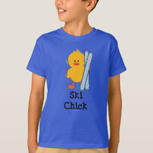 O pintinho do esqui caçoa a camiseta orgânica