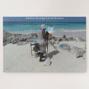 O Pintor na Praia Barbados. Quebra-Cabeça