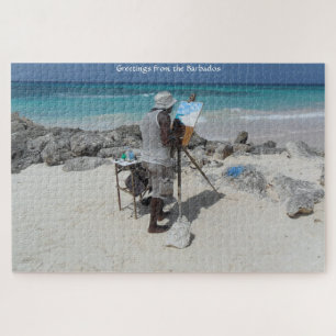 O Pintor na Praia Barbados. Quebra-Cabeça