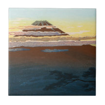 O por do sol japonês legal de fuji da montanha
