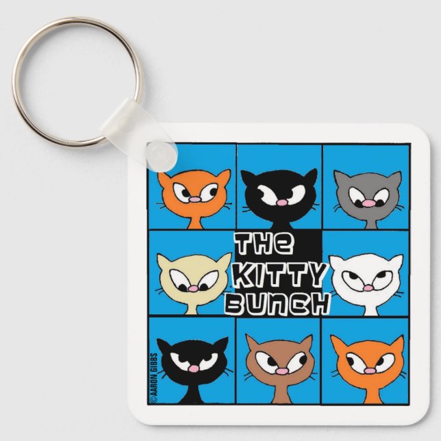 O Porta-Chaves de Botão Quadrado Kitty Bunch (Frente)