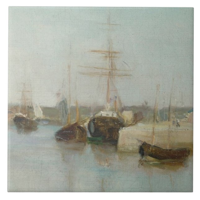 O porto em Lorient, 1869 (óleo em canvas) (Frente)