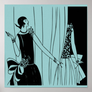 O poster 1920 de Deco do Flapper do vintage 3 -