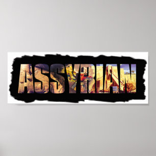 O poster Assyrian da palavra
