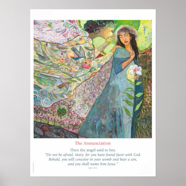 O Poster Católico de Anunciação, Luke 1:30-31 (Frente)