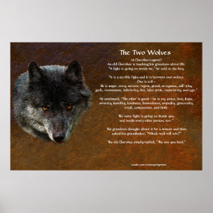 O poster CHEROKEE da arte do CONTO de DOIS LOBOS