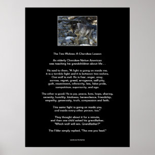 O poster CHEROKEE da arte do CONTO de DOIS LOBOS