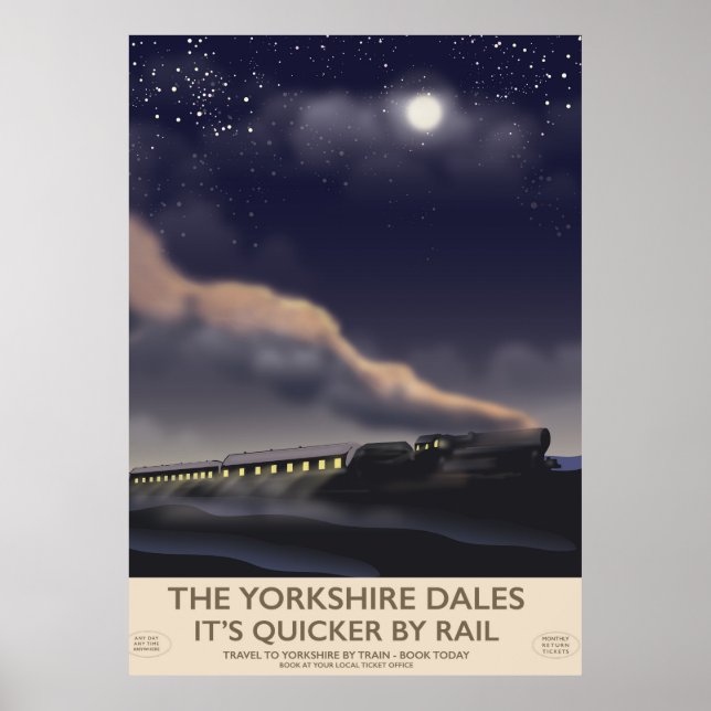 O pôster da Ferrovia Yorkshire Dales (Frente)