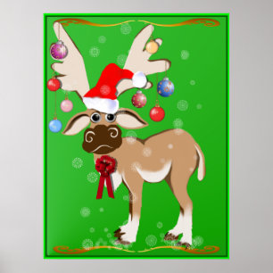 O poster da rena do Natal