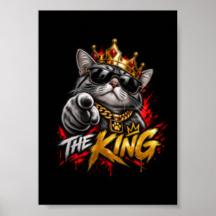 O pôster de arte digital do Rei Gato Legal Coroa