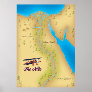O pôster de mapa antigo estilo vintage do Nilo