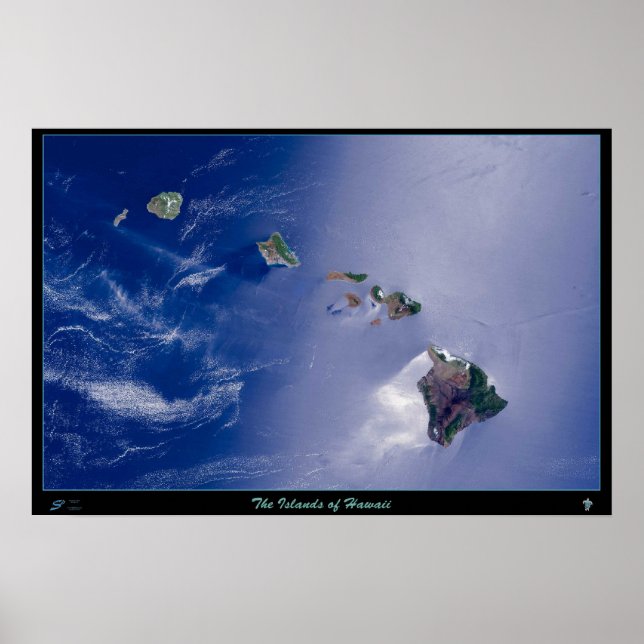 O pôster de satélite das Ilhas do Havaí (Frente)