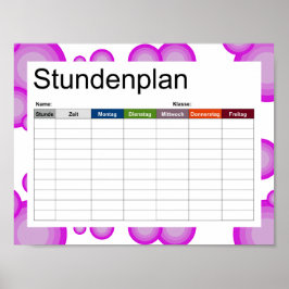 O Poster de Timetable do estilo do Violet 70 anos