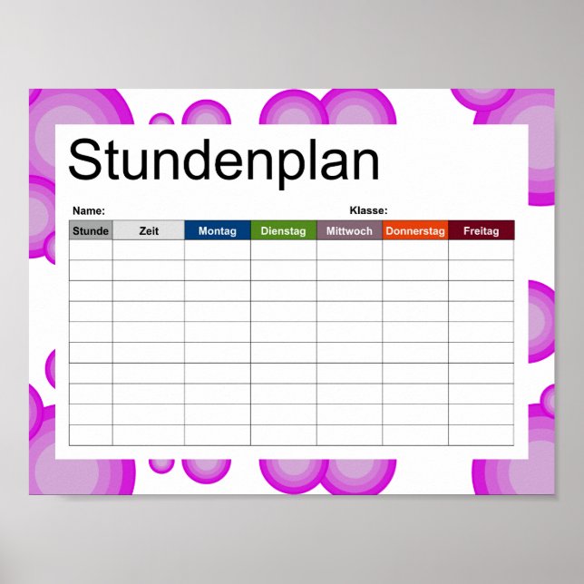 O Poster de Timetable do estilo do Violet 70 anos (Frente)
