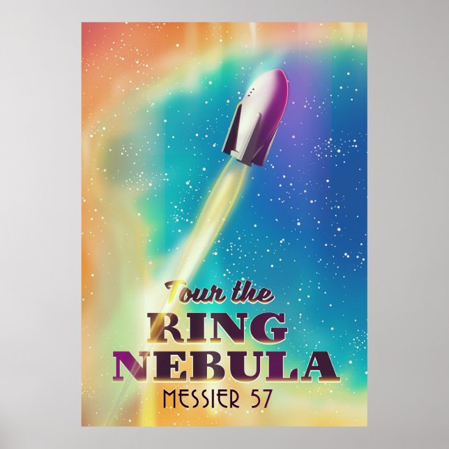 O poster de viagens Espacial Nebula (Messier 57). (Frente)