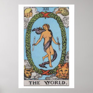 O poster do cartão de Tarot do mundo