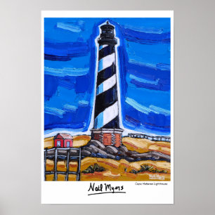 O poster do farol de Hatteras do cabo