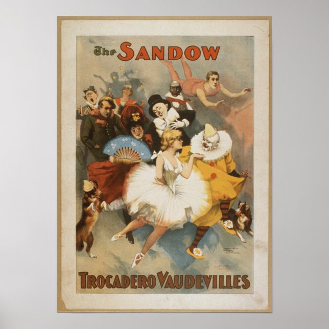 O Poster do Sandow Trocadero Vaudevilles (Frente)