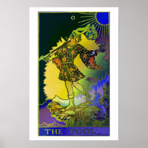 O Poster Psicodélico do Cartão Tarot Fool