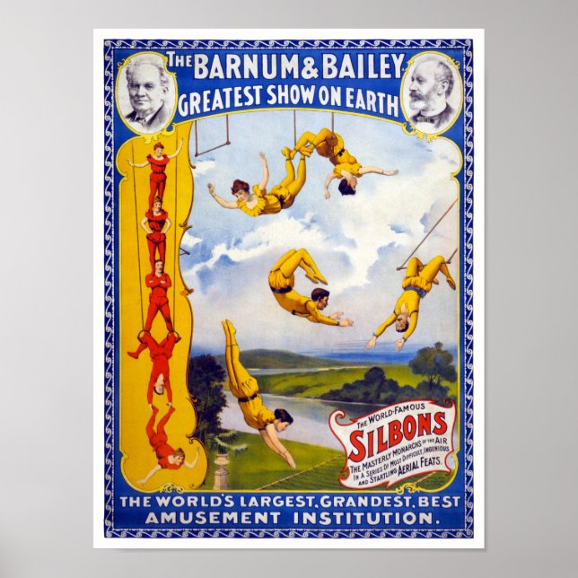 O Poster vintage Barnum & Bailey 1896 Restaurado (Frente)