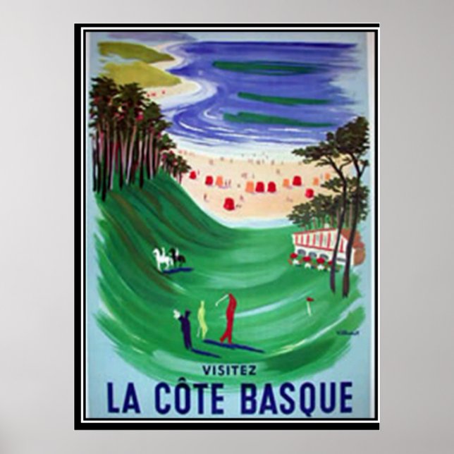 O poster vintage costeiro basco (Frente)
