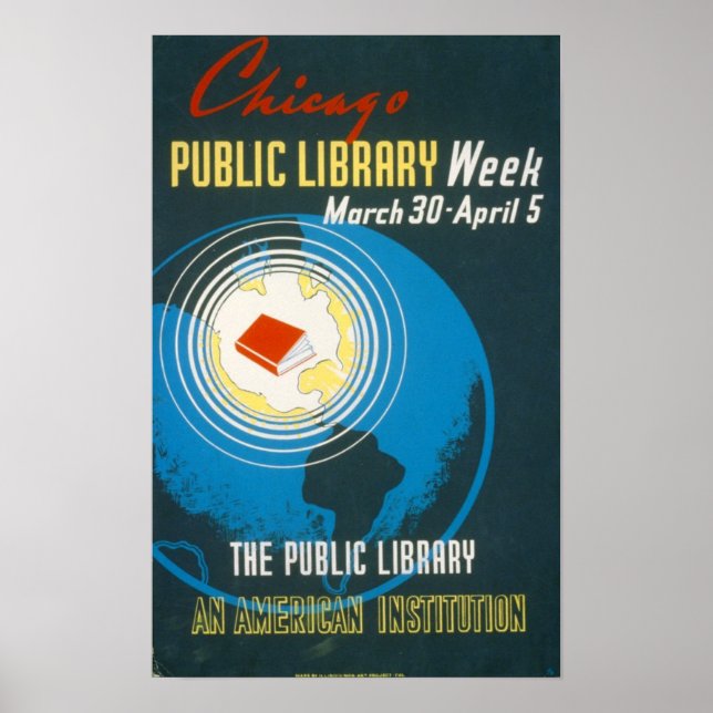 O Poster vintage da Biblioteca Pública (Frente)