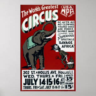 O Poster vintage de Circo Maior do Mundo