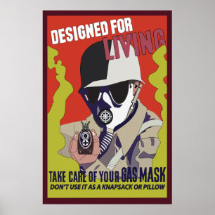 o poster ww2 toma de sua máscara de gás