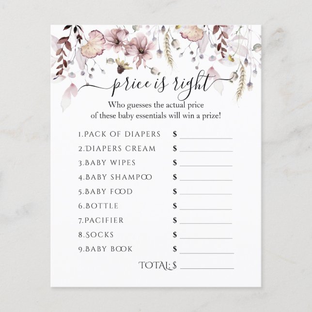 O preço do Chá de fraldas de flor selvagem está ce (Frente)