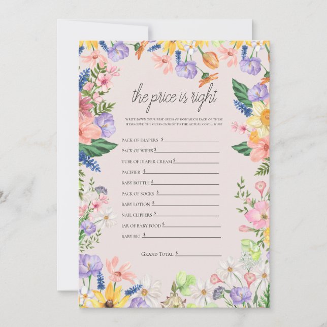 O preço do Primavera de Flor Selvagem é o cartão d (Frente)