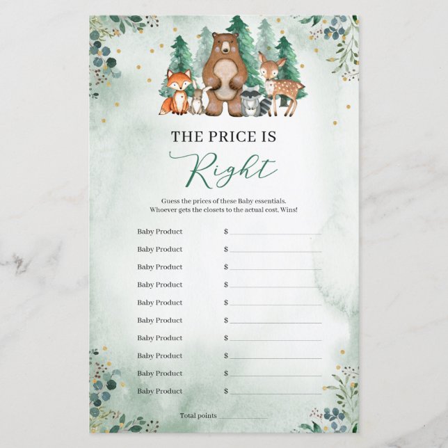 O preço é o Chá de fraldas certo da floresta verde (Frente)