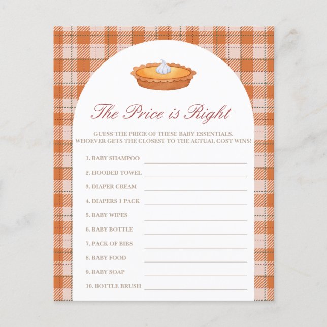 O Preço é o Jogo do Chá de fraldas da Torre Justo (Frente)