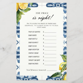 O preço é o jogo do Chá de fraldas Lemon Positano